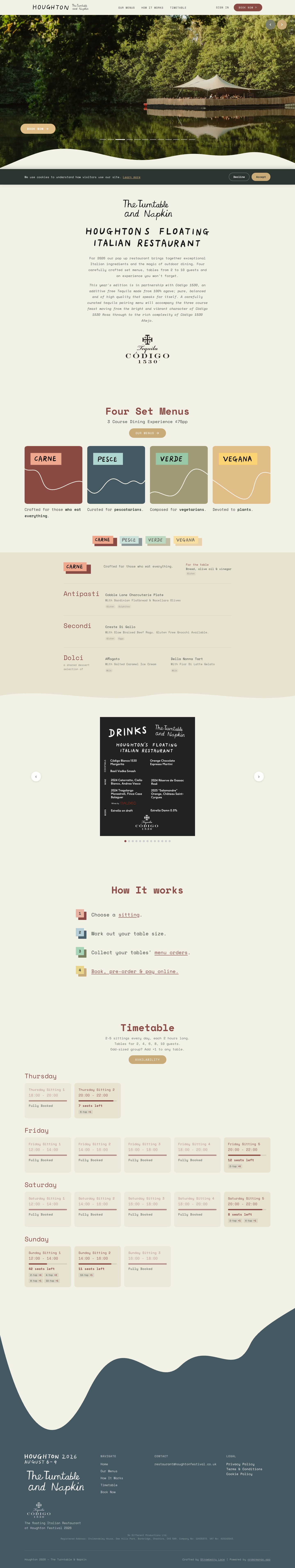 Full page of the Houghton Festival site