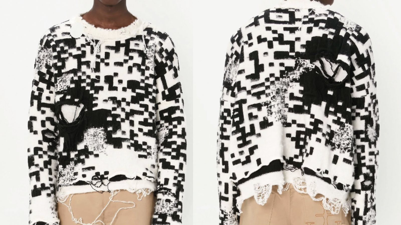 JW Anderson black and white QR code knitted jumpers